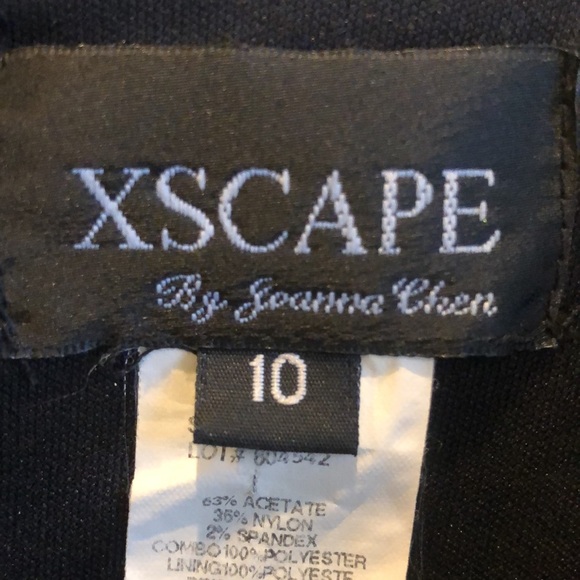 Xscape by Joanna Chen Little Black Cocktail Dress Rhinestone Trim Size 10 - Picture 8 of 10